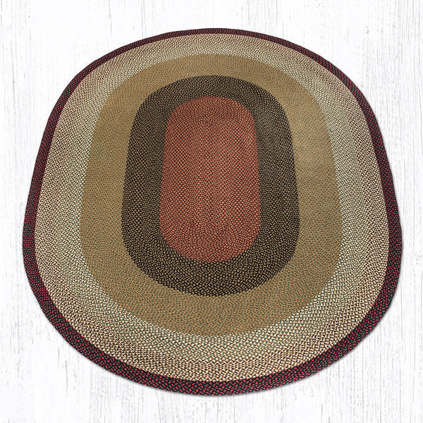 C-19 Burgundy/Mustard Oval Braided Rug 8'x11'