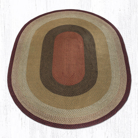 C-19 Burgundy/Mustard Oval Braided Rug 8'x11'