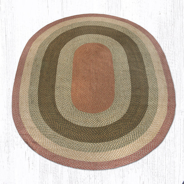 C-24 Olive/Burgundy/Gray Oval Braided Rug 8'x11'