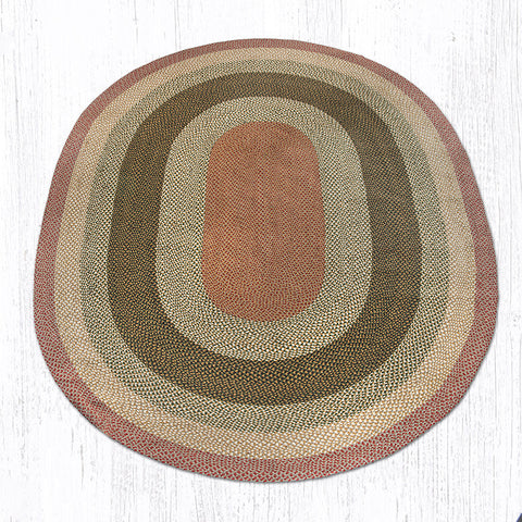 C-24 Olive/Burgundy/Gray Oval Braided Rug 8'x11'