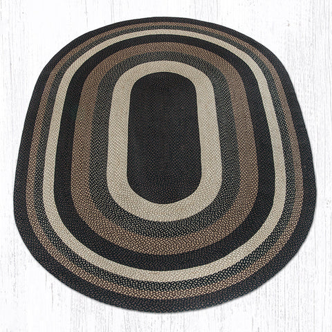 C-313 Mocha/Frappuccino Oval Braided Rug 8'x11'