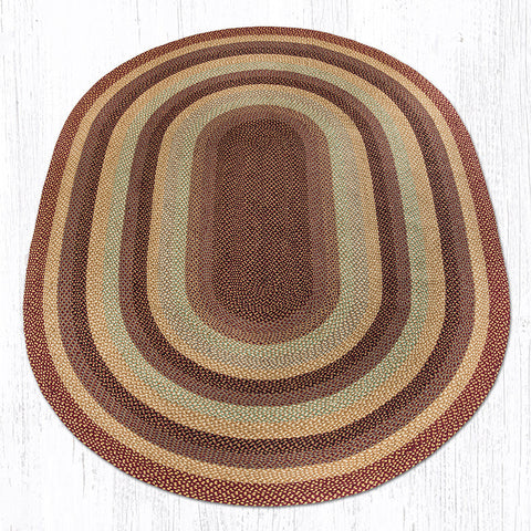 C-357 Burgundy/Gray/Cream Oval Braided Rug 8'x11'