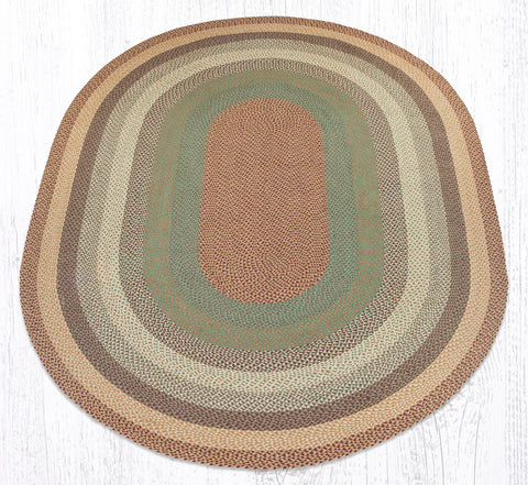 C-413 Buttermilk/Cranberry Oval Braided Rug 8'x11'