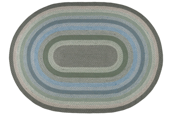 C-419 Sage/Ivory/Settlers Blue Oval Braided Rug 8'x11'
