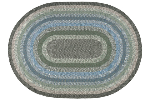 C-419 Sage/Ivory/Settlers Blue Oval Braided Rug 8'x11'