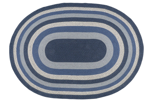 C-443 Blue/Gray/Ivory Oval Braided Rug 8'x11'