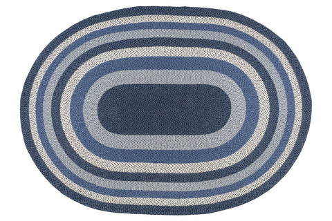 C-443 Blue/Gray/Ivory Oval Braided Rug 8'x11'