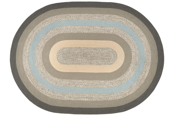 C-903 Charcoal/Gray/Ivory Oval Braided Rug 8'x11'