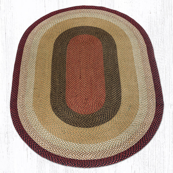 C-19 Burgundy/Mustard Oval Braided Rug 6'x9'
