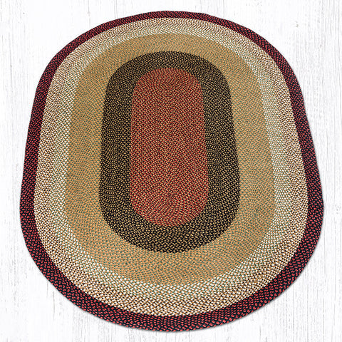 C-19 Burgundy/Mustard Oval Braided Rug 6'x9'