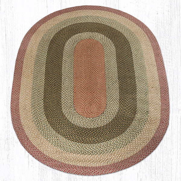 C-24 Olive/Burgundy/Gray Oval Braided Rug 6'x9'