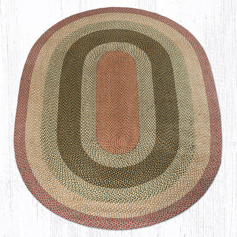 C-24 Olive/Burgundy/Gray Oval Braided Rug 6'x9'