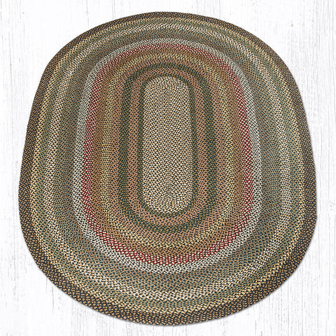 C-51 Fir/Ivory Oval Braided Rug 6'x9'