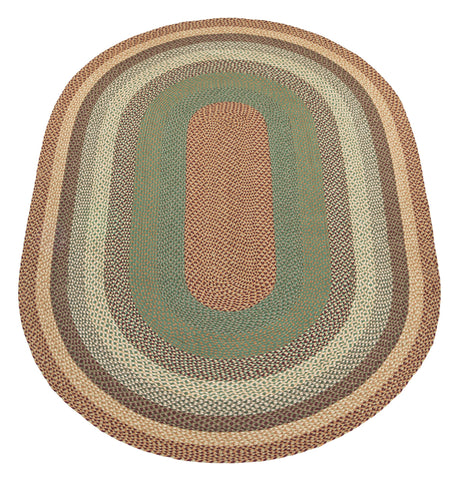 C-413 Buttermilk/Cranberry Oval Braided Rug 6'x9'