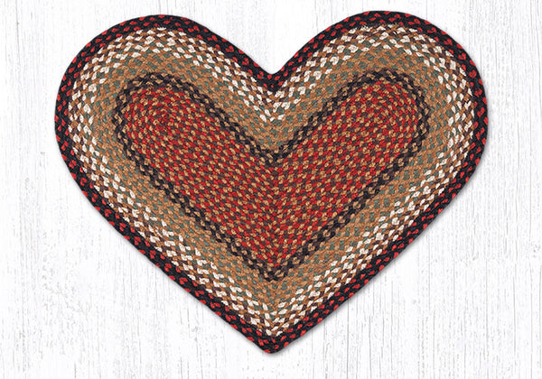 C-19 Burgundy/Mustard Heart Braided Rug 20"x30"