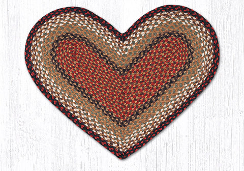 C-19 Burgundy/Mustard Heart Braided Rug 20"x30"