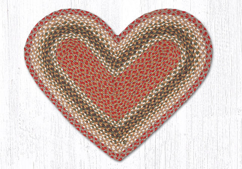 C-24 Olive/Burgundy/Gray Heart Braided Rug 20"x30"
