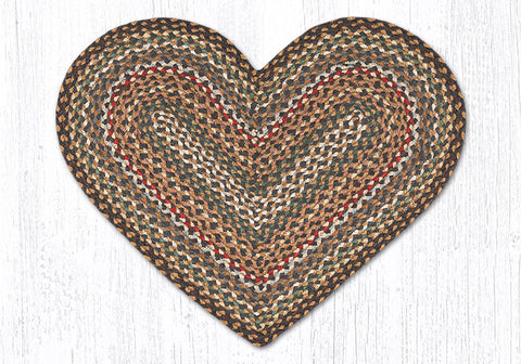 C-51 Fir/Ivory Heart Braided Rug 20"x30"