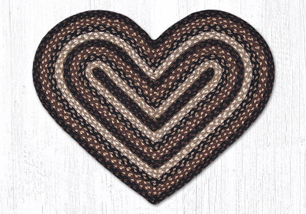 C-313 Mocha/Frappuccino Heart Braided Rug 20"x30"