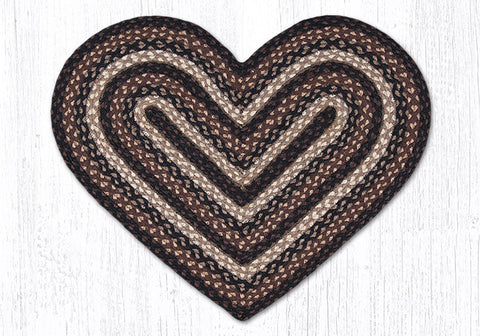 C-313 Mocha/Frappuccino Heart Braided Rug 20"x30"