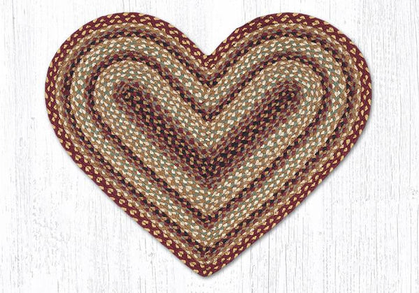 C-357 Burgundy/Gray/Cream Heart Braided Rug 20"x30"