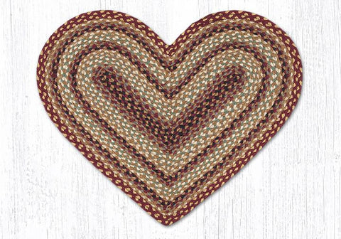 C-357 Burgundy/Gray/Cream Heart Braided Rug 20"x30"