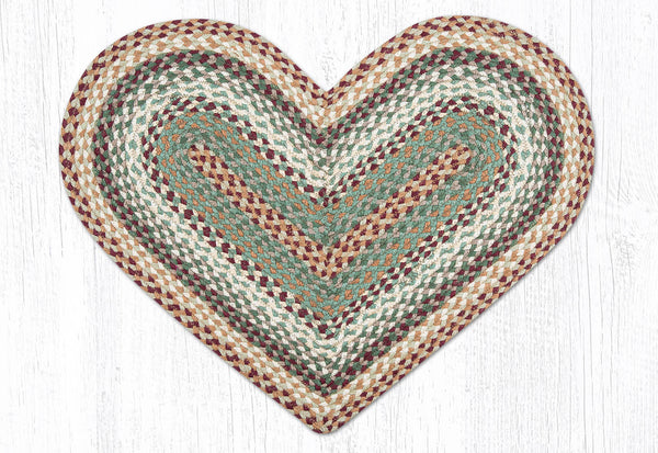 C-413 Buttermilk/Cranberry Heart Braided Rug 20"x30"