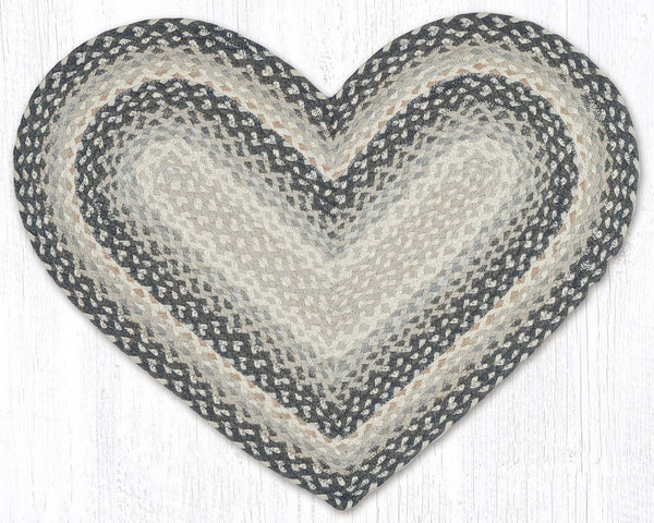 HC-890 Gray/Sand/Ivory Heart Braided Rug 20"x30"