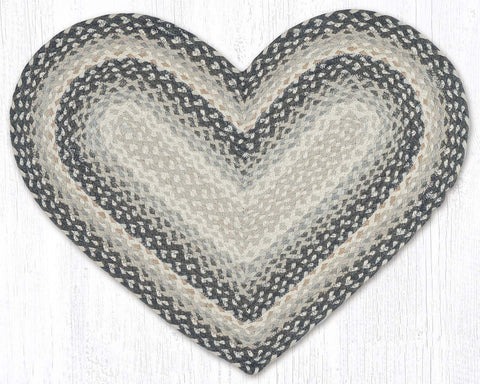 HC-890 Gray/Sand/Ivory Heart Braided Rug 20"x30"