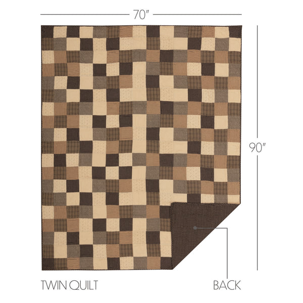 Kettle Grove Twin Quilt 70x90 – Black & Crème Patchwork Primitive/Farmhouse