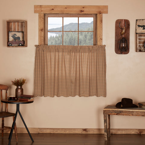 Millsboro Tiers Scalloped 36 in. Primitive Country Farmhouse Window Treatments Curtains Home Decor & Accessories.