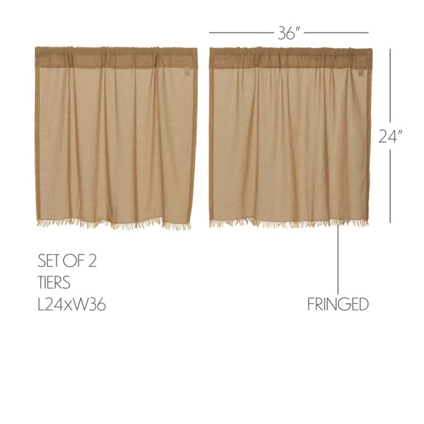 Tobacco Cloth Khaki Tier Fringed Set of 2 L24xW36
