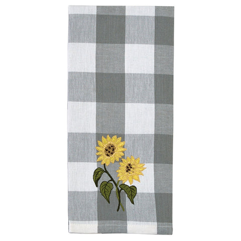 Check out these striking Wicklow Check Sunflower Embroidered Decorative Dishtowel Set of 6! Paired with the rest of the collection, the beautiful dove gray and white large checks are certain to make a statement in any kitchen decor!
