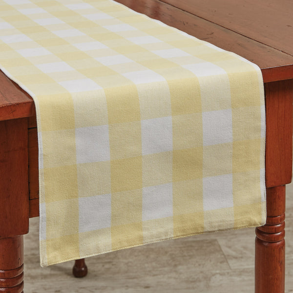 Add a fresh look to your country decor with the Wicklow Check Yellow Backed Table Runners! The colors of lemon yellow and candlelight white combine to create a bright and cheery check!