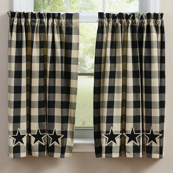 Wicklow Star Tiers 36" L - Black and Farmhouse tan with applique star details.