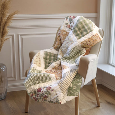 Donna Sharp Peach Rose Cotton Quilted Throw