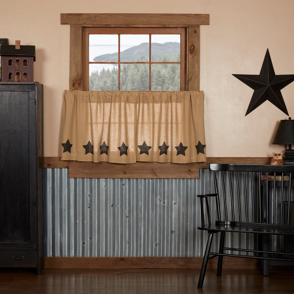 Burlap with Black Stencil Stars Tier Set of 2 L24xW36