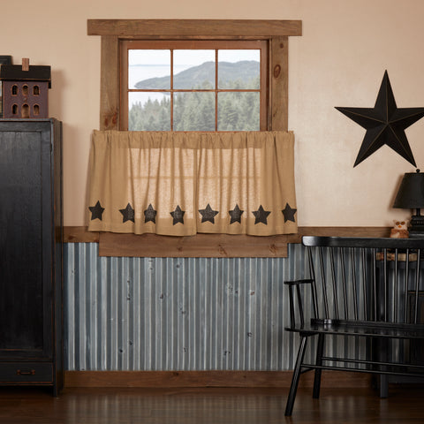 Burlap with Black Stencil Stars Tier Set of 2 L24xW36