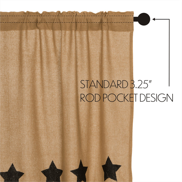 Burlap with Black Stencil Stars Valance 16x72