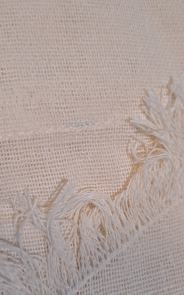 Tobacco Cloth Antique White Prairie Swag Fringed Set of 2 36x36x18 - Clearance