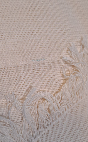 Tobacco Cloth Antique White Prairie Swag Fringed Set of 2 36x36x18 - Clearance