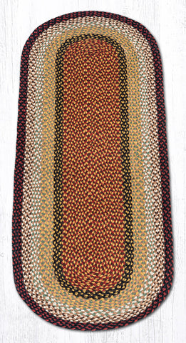 C-19 Burgundy/Mustard Oval Braided Rug 2'x6'