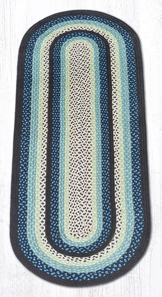 C-312 Blueberry/Cream Oval Braided Rug 2'x6'