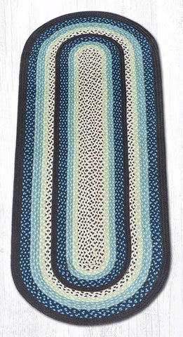 C-312 Blueberry/Cream Oval Braided Rug 2'x6'