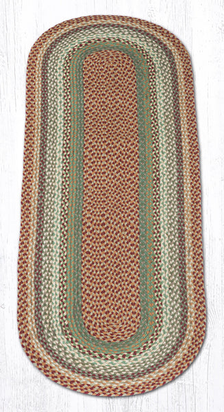 C-413 Buttermilk/Cranberry Oval Braided Rug 2'x6'