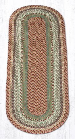 C-413 Buttermilk/Cranberry Oval Braided Rug 2'x6'