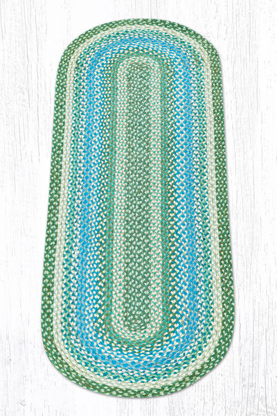 C-419 Sage/Ivory/Settlers Blue Oval Braided Rug 2'x6'