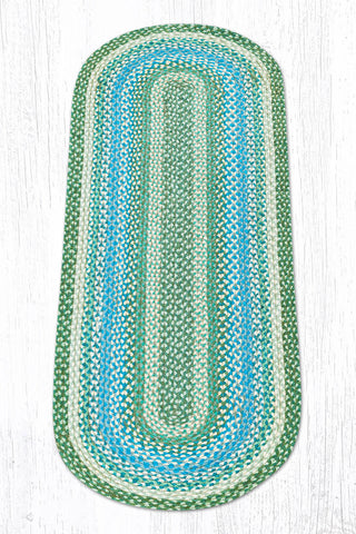 C-419 Sage/Ivory/Settlers Blue Oval Braided Rug 2'x6'