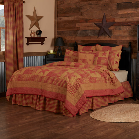 Ninepatch Star Twin Quilt 68Wx86L, Ninepatch Star Twin Quilt 68Wx86L, Primitive Country Farmhouse Quilted Bedding Home Decor.