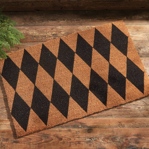 Our Harlequin Doormat will be a wonderful addition to your entryway. Features the harlequin pattern in black.